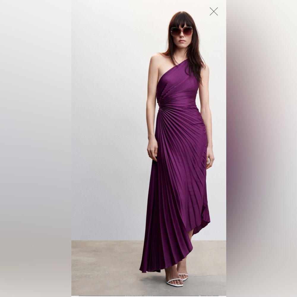 Mango pleated asymmetrical dress